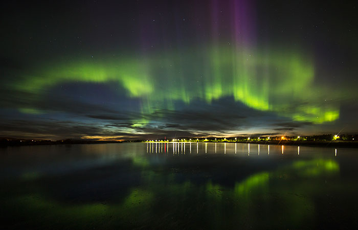 The Northern Lights over Rovaniemi, the Official Hometown of Santa Claus