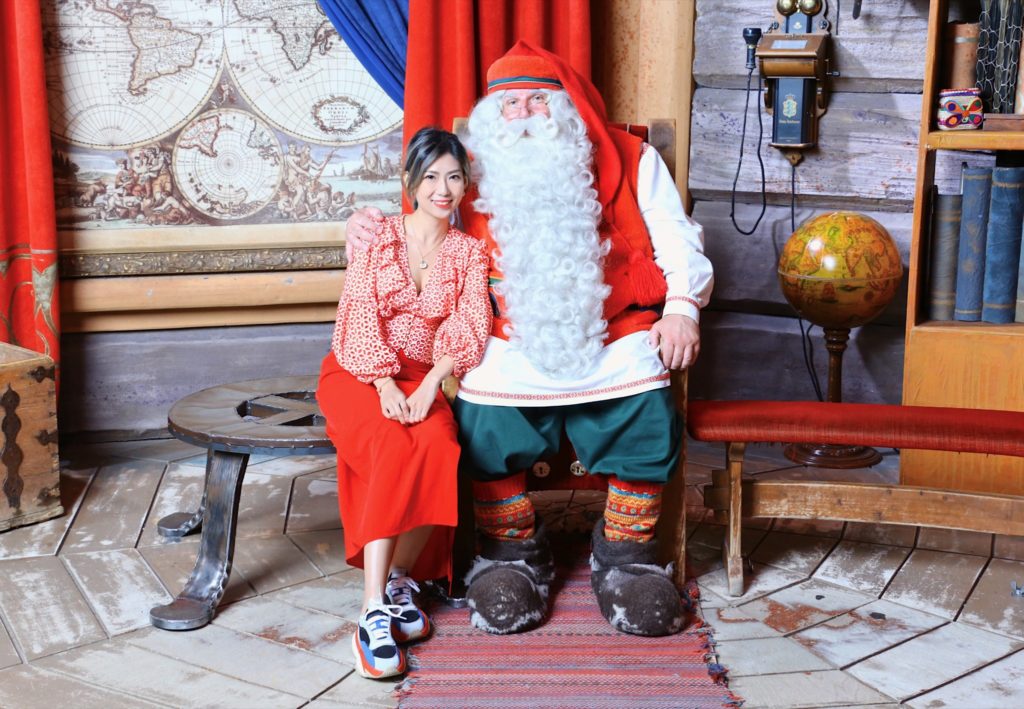 Santa Claus and Bobo Fok in Santa Claus Office in Rovaniemi