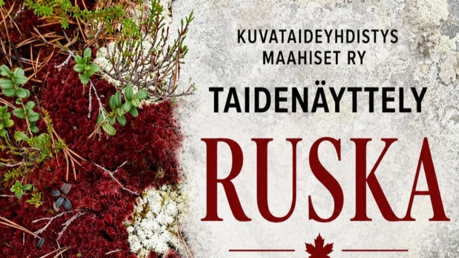 Taidenäyttelyn nimi ja ruskaista maaperää.