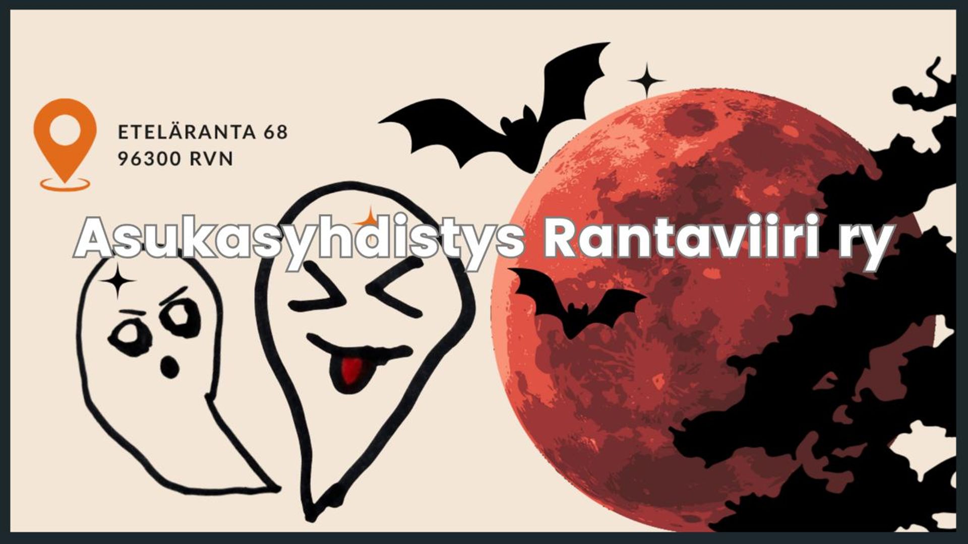 Halloween - mainos, haamuja ja lepakko