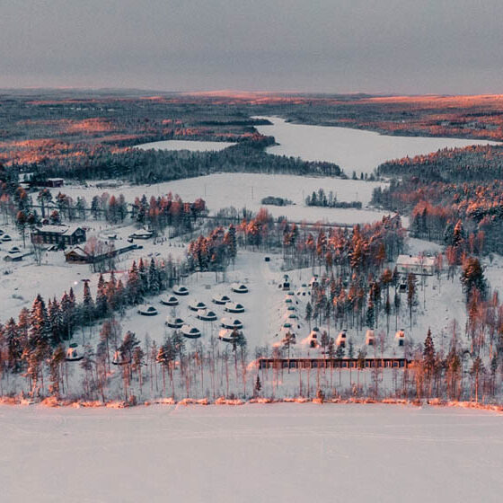 Apukka Resort aerial photo in Rovaniemi Lapland Finland