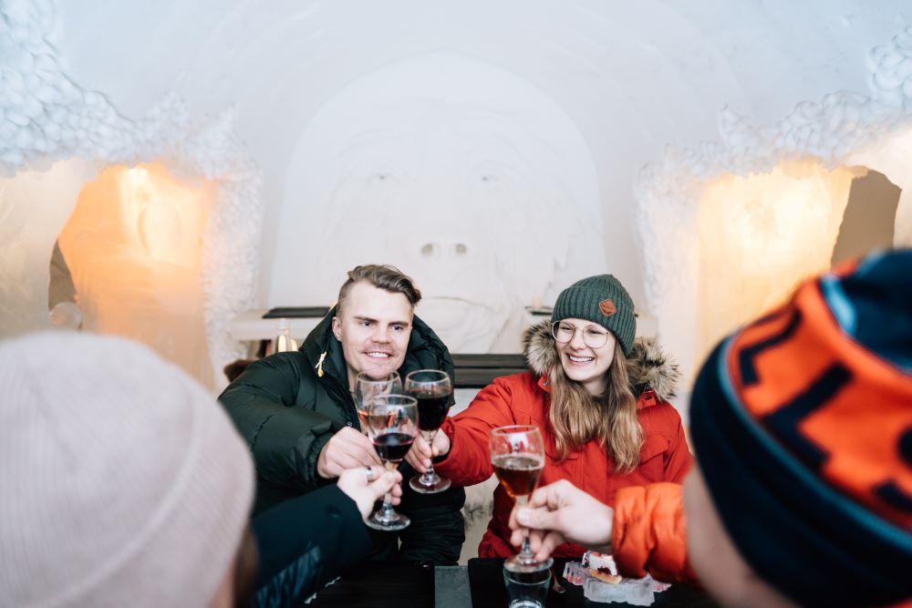 Arctic SnowHotel & Glass Igloos, Ice restaurant, Rovaniemi, Lapland, Finland