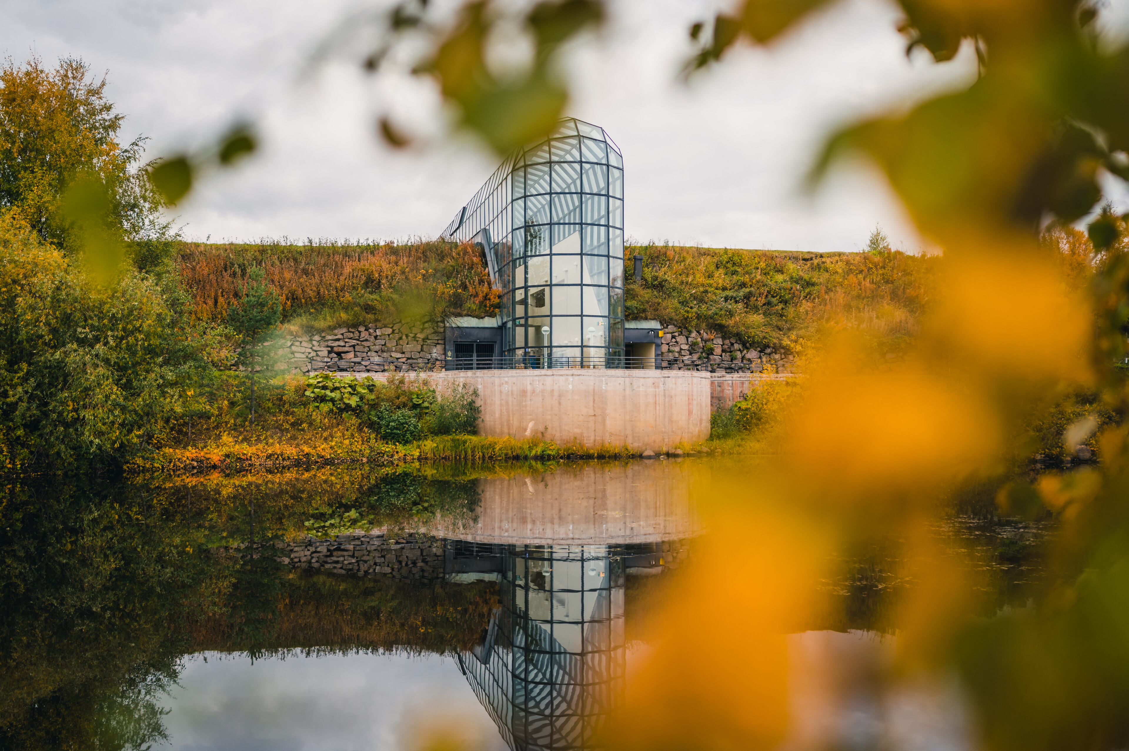 Arktikum Museum during autumn colors in Rovaniemi, Lapland, Finland. 