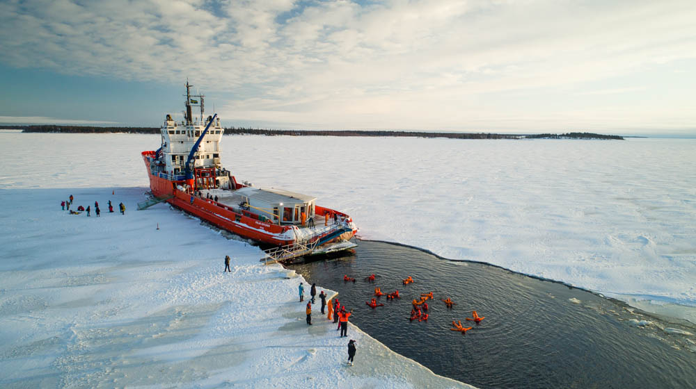Ice Floating on a icebreaker cruise by Polar Explorer, Rovaniemi, Lapland, Finland