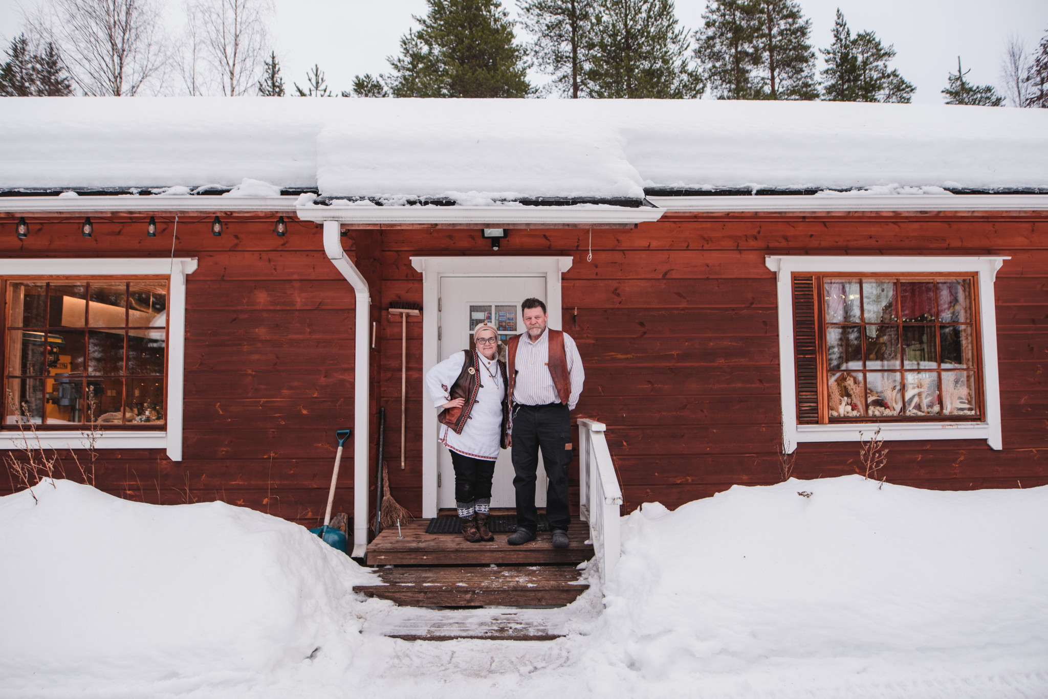 Irene and Ari Kangasniemi Hornwork in Rovaniemi Lapland Finland