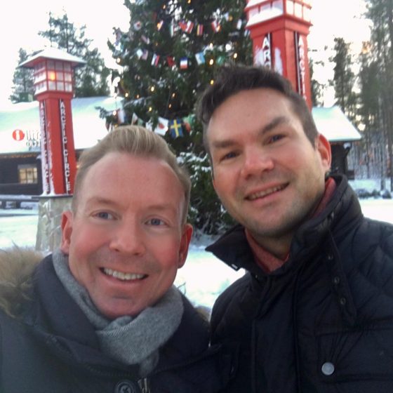 Kimmo Ketola ja Sami Riekki Rovaniemellä Joulupukin Pajakylässä Napapiirin linjalla