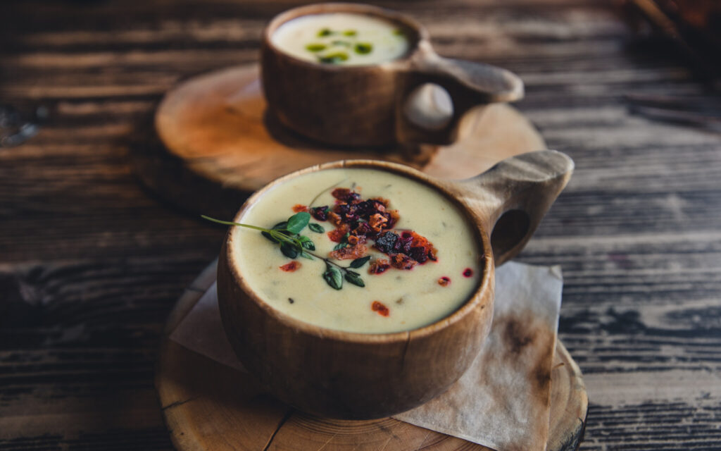 Mushroom soup in Restaurant Nili in Rovaniemi Lapland Finland
