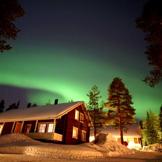 Northern Lights Ounasvaara Chalets NortsaV Tours, Rovaniemi, Lapland, Finland
