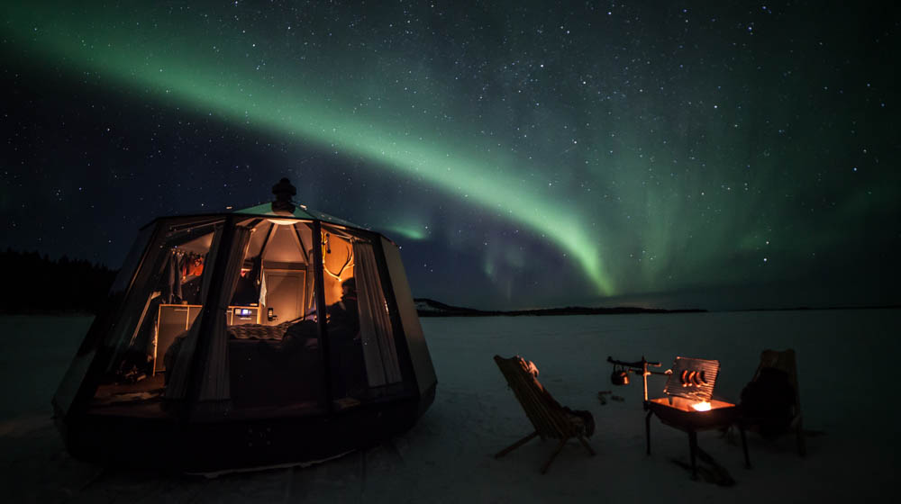 Northern Lights from AuroraHut, Ollero Eco Lodge, Rovaniemi, Lapland, Finland