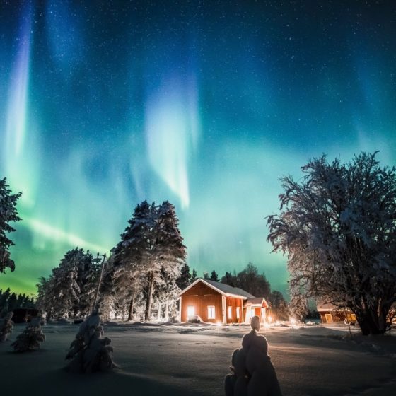Northern lights and Aurora Cottage Onnela, Lapland Deluxe, Rovaniemi, Lapland, Finland