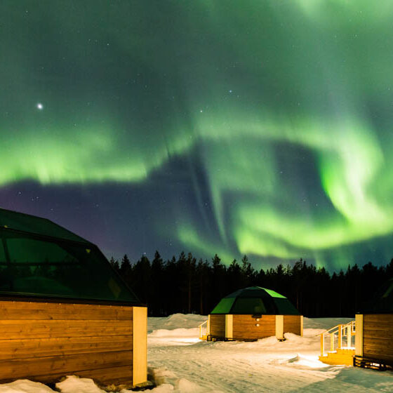 Northern lights and glass igloos, Arctic SnowHotel and Glass Igloos, Rovaniemi, Lapland, Finland