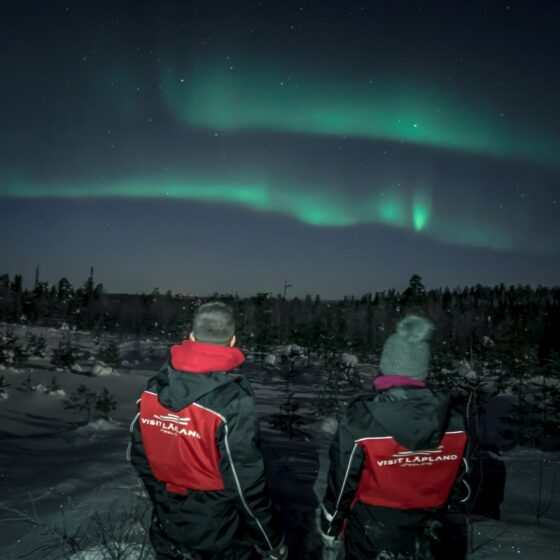 Northern lights with clients, Visit Lapland Tours, Rovaniemi, Lapland, Finland