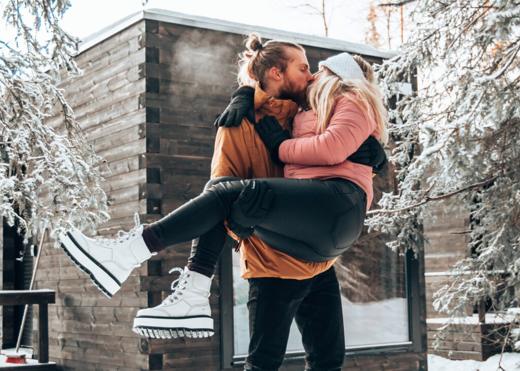 Romantic moments like in Finnish Lapland Rovaniemi