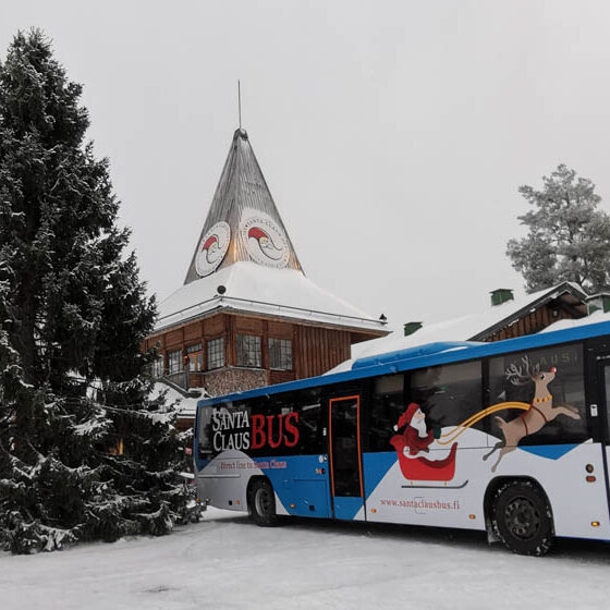 Santa Claus Bus to Santa Claus Village, Rovaniemi, Lapland, Finland