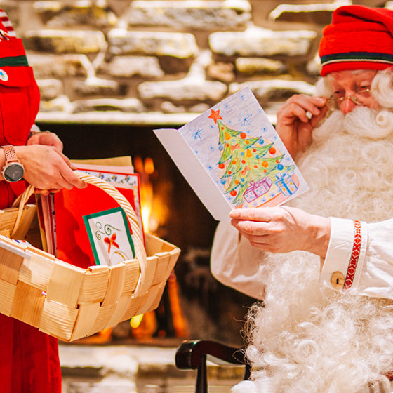 Santa Claus and post elf, Santa Claus Main Post Office, Santa Claus Village, Rovaniemi, Lapland, Finland