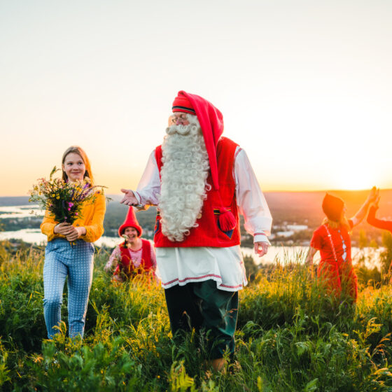 Santa Claus and the Midnight Sun of Lapland in the official hometown of Santa Claus Rovaniemi Lapland Finland