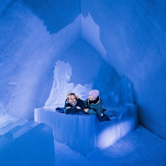 Sleeping at the suite Arctic SnowHotel and Glass Igloos, Rovaniemi, Lapland, Finland