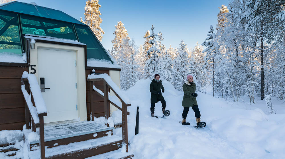 Snowshoeing in Arctic SnowHotel and Glass Igloos, Rovaniemi, Lapland, Finland