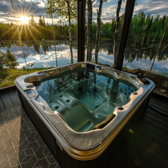 Hot tub at Villa Wikkela in Summer, Ranua, Lapland, Finland