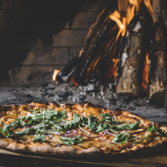 Pizza in Aitta Restaurant, Apukka Resort, Rovaniemi, Lapland, Finland