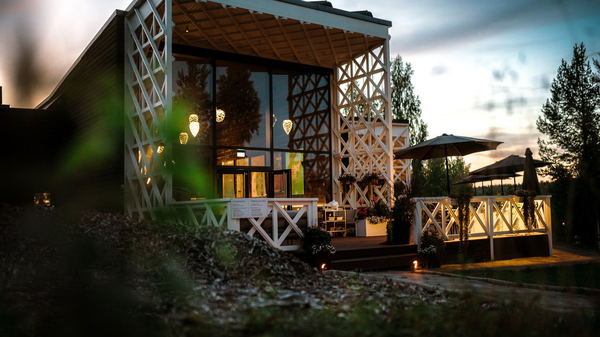 Rakas Restaurant, glowing in the warmth of an August evening.