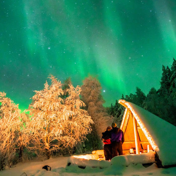 Northern lights photo shoot by Beyond Arctic, Rovaniemi, Lapland, Finland