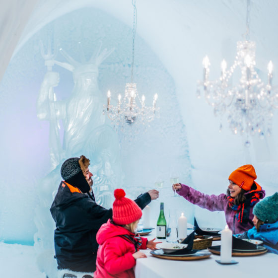 Dinner in Snowman world ice restaurant, Santa Claus Village, Rovaniemi