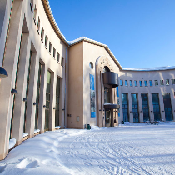 The facade of arctic science centre and museum Arktikum in Rovaniemi, Lapland, Finland