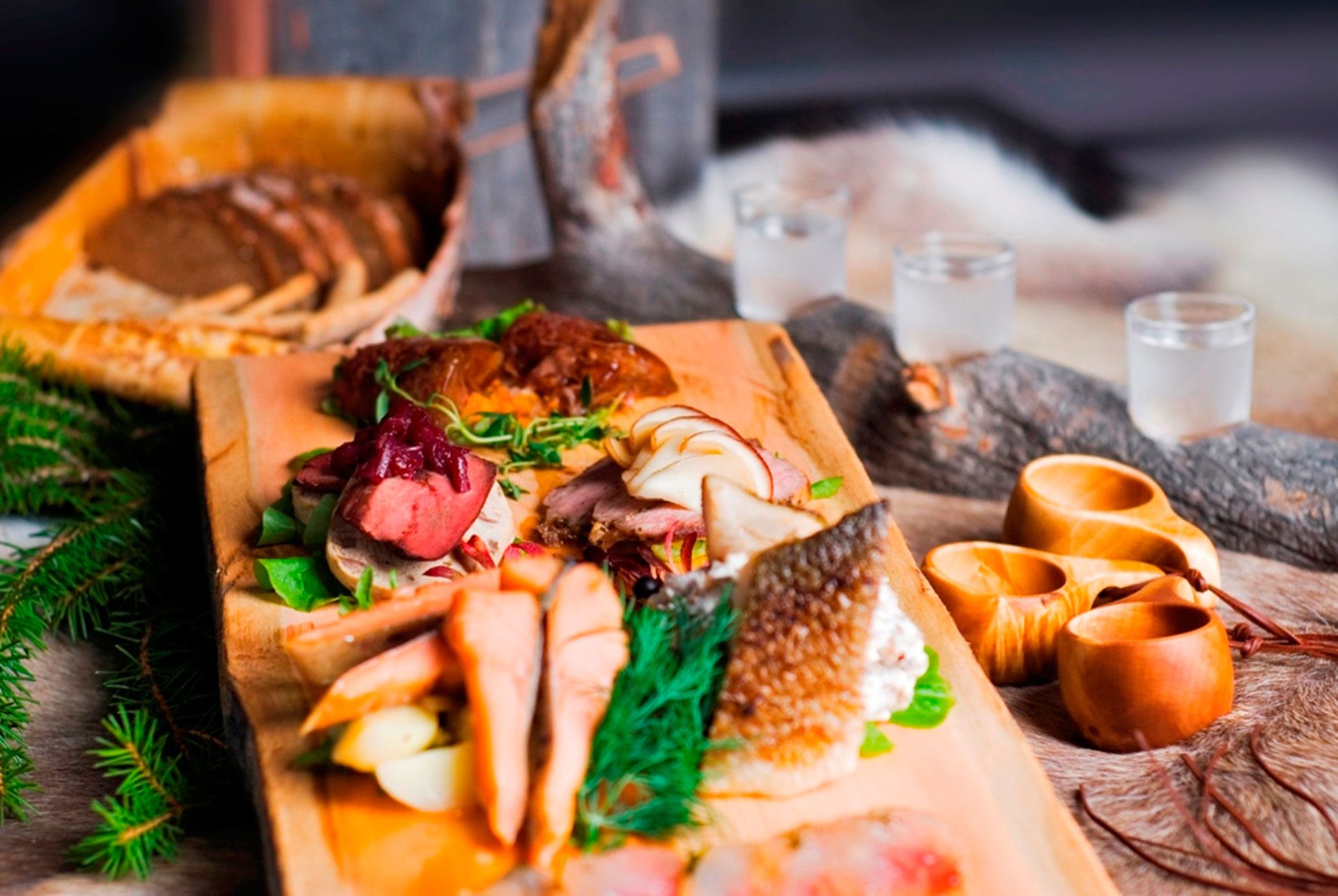 A tasty platter of local food in Rovaniemi, Lapland, Finland